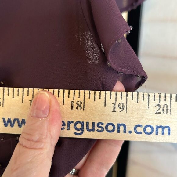 Adrianna Papell Asymmetrical Flutter Sleeve Beaded Neckline Midi Dress 14 - Picture 8 of 11